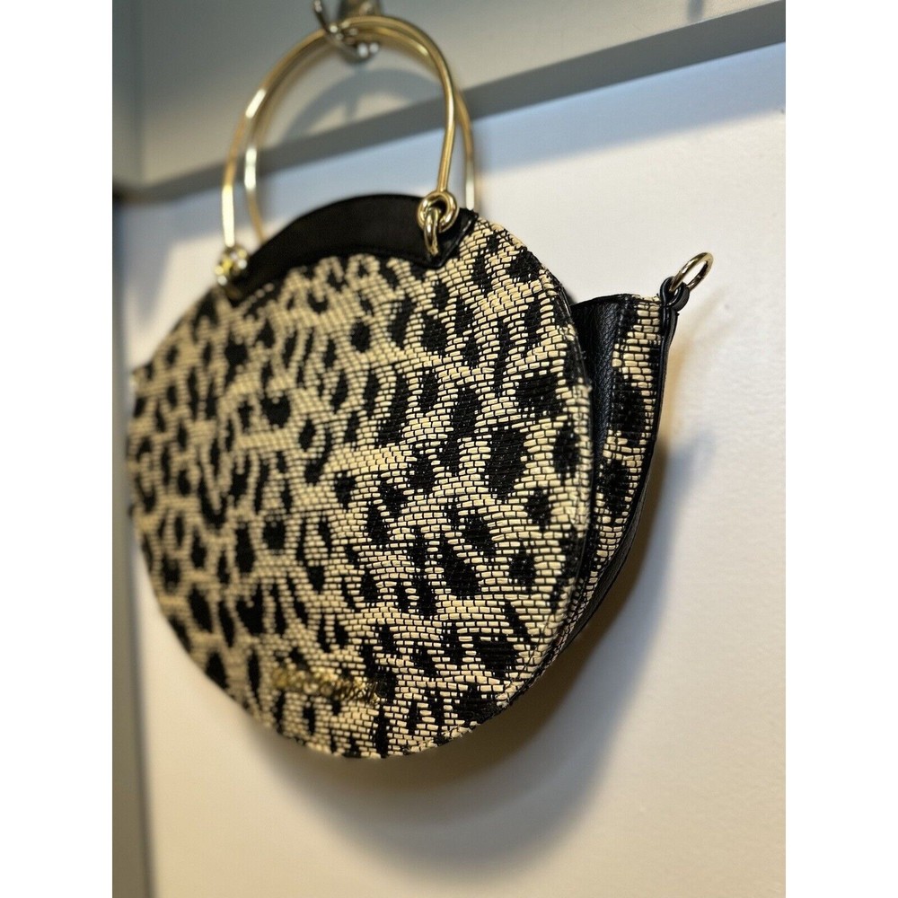 Betsey Johnson Round Top Brass Handle Handbag Leopard Print